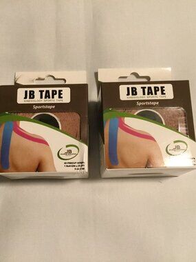 JB Tape Kinesiology Sports Tape 20 Precut Strips 2 Rolls 2" x 16.4 FT Elastic